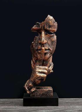 热销欧式雕塑沉默是金人物工艺品摆件创意客厅办公室酒柜装饰品摆