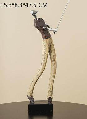 创意客厅电视柜办公室酒店软装高尔夫人物树脂摆件礼品工艺品装饰