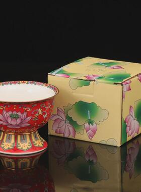 珐琅陶瓷供碗 前贡水碗 具供天供碗斋饭碗寺庙八吉祥杯八宝菜碗