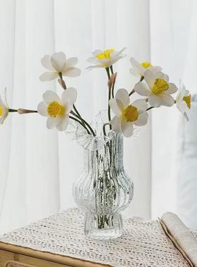 网红轻奢手工发光手提玻璃包包现代荧光玻璃花瓶桌面水培插花摆件