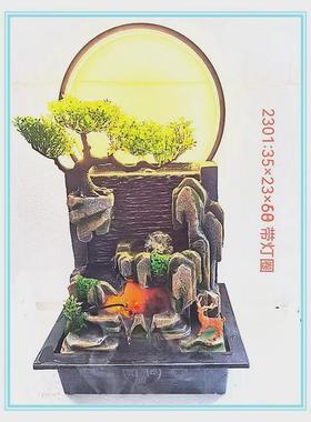 假山流水喷泉摆件含灯水幕墙加湿器圈循环景观客厅办公室装饰盆景