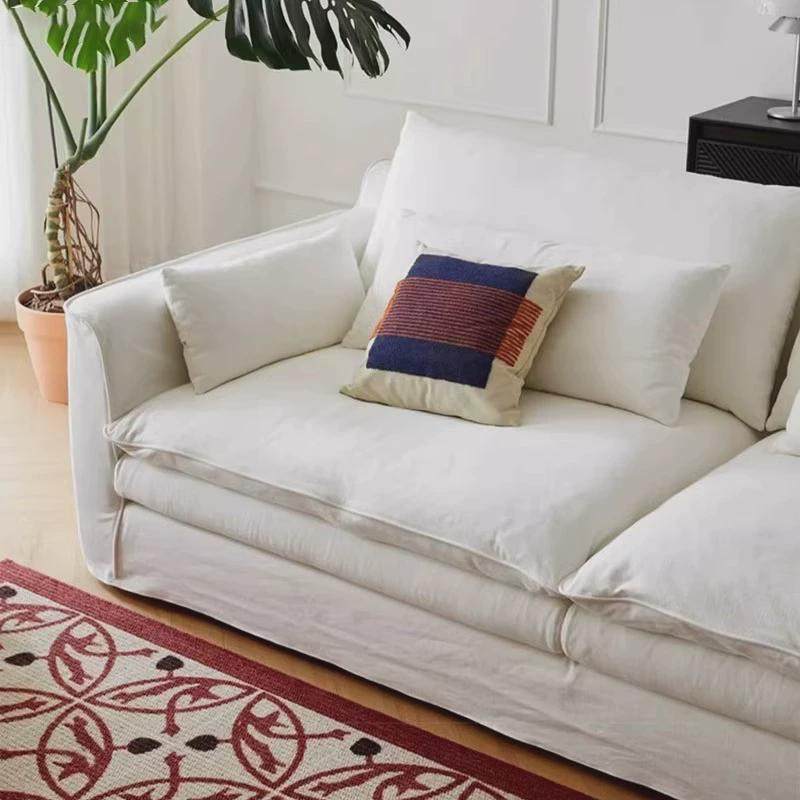 侘寂风亚麻布艺沙发现代可全拆洗法式奶油风超宽坐深羽绒怀抱沙发,淘宝优惠券,粉丝福利购,淘宝优惠卷