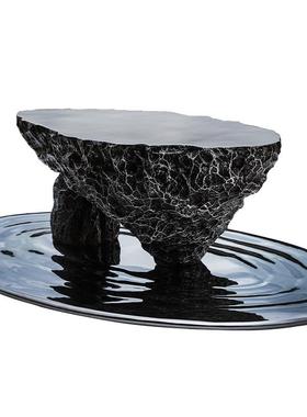 创意简约仿真石头玻璃钢雕塑茶几客厅会议室大堂装饰异形茶几桌子