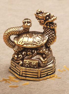 黄铜四大神兽摆件青龙白虎朱雀玄武铜像茶宠桌面装饰品客厅办公室