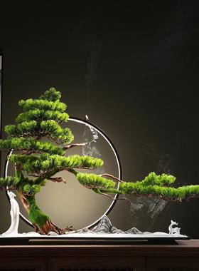 5dbj批发禅意仿真迎客松盆景摆件办公室客厅软装玄关酒店会所中式