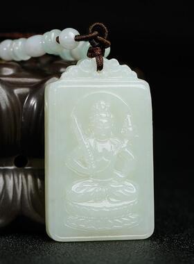 适用和田玉十二生肖吊坠男项链本命年玉佛玉观音女文殊普贤虚空藏