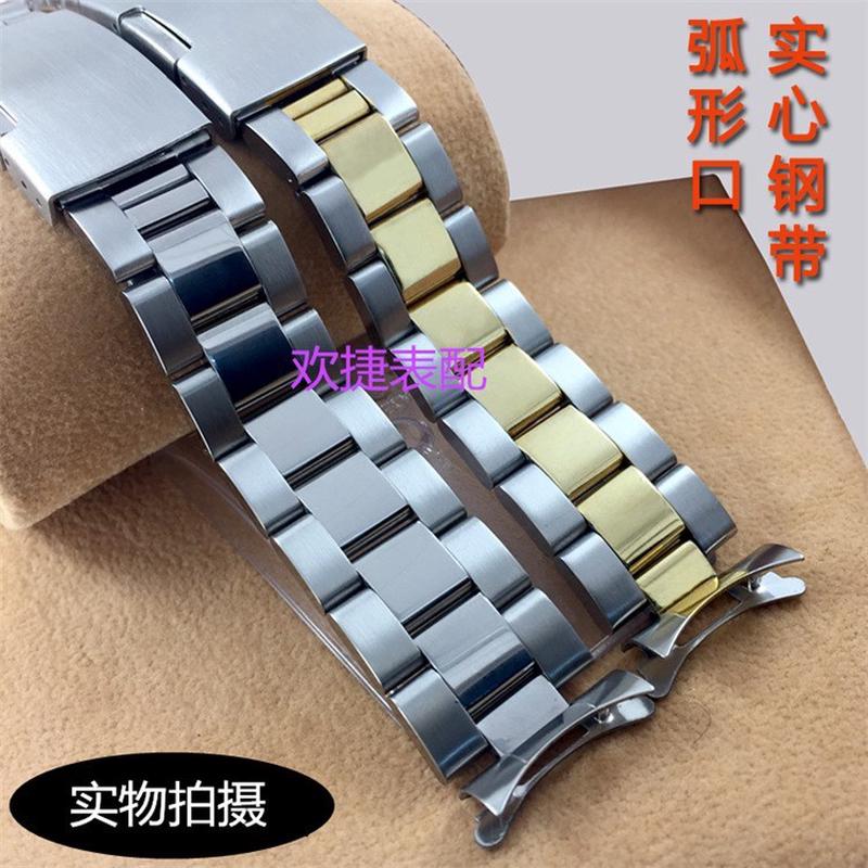 三珠潜水实心不锈钢弧口手表带中光 手表配件16 18 20 22 24 26mm - 图1