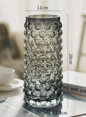 ins北欧水珠玻璃花瓶泡泡透明色客厅样板间餐桌软装轻奢摆件花器