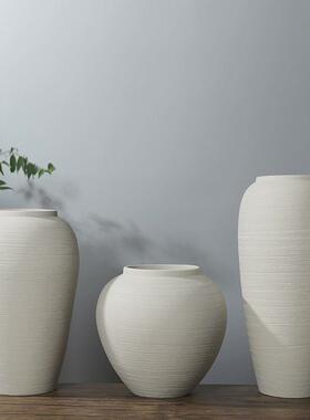 景德镇陶瓷花器中式软装花瓶家居饰品艺术白色拉丝电视柜干花装饰