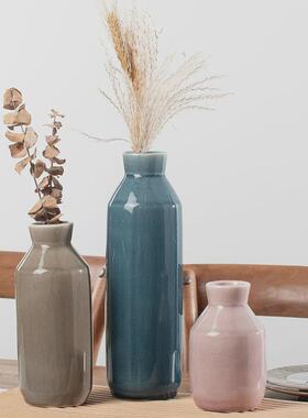 陶瓷花瓶套装花瓶陶瓷三件套花瓶白色陶瓷花瓶摆件简约插花器家居