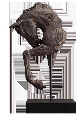 美式风格仿古将军马头摆饰家居软装客厅树脂摆件饰品玄关书房摆设