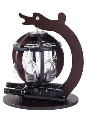 实木牌神龙戏珠酒架红酒酒神创意酒架欧式葡萄酒酒架木质红酒架