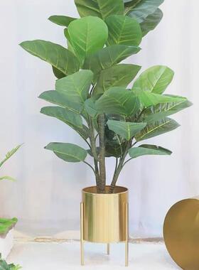 北欧花盆金色ins简约创意大中型植物饰品落地金属花器花架不锈钢