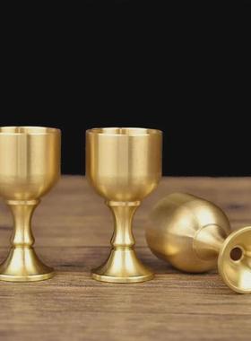 纯铜酒杯全铜高脚酒杯套装黄铜白酒杯子一两家用复古酒杯一整套
