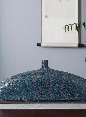 景德镇新中式创意泡泡扁平陶瓷花瓶釉粗陶酒店家居装饰工艺品摆件