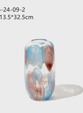 现代轻奢透明淡彩玻璃花瓶水培家居装饰品摆件客厅餐厅软装花瓶