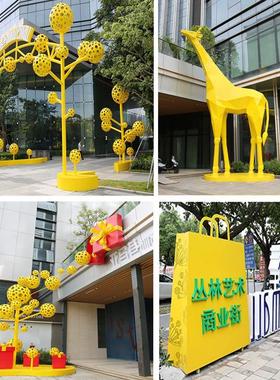 不锈钢块园林景观镜面几何雕塑面鹿摆件铁艺抽象切面拉丝小鹿装饰