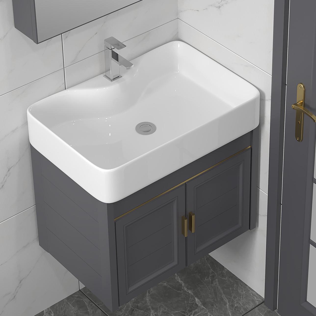 小户型防水窄长浴室柜组合迷你洗手洗脸盆卫生间小洗漱台面盆 - 图2