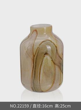 玻璃花瓶创意粉器晕染插花水墨中式复古高级感软装摆件样板间饰品