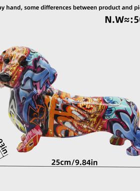 摆件炫彩腊肠狗创意家居玄关客厅酒柜装饰品办公室桌面树脂工艺品