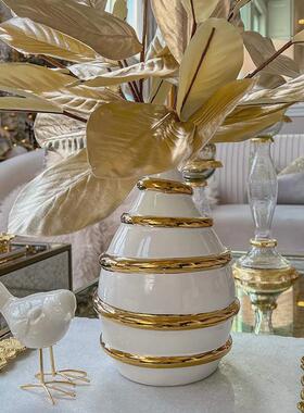 热销电视柜电镀手工粘花陶瓷花瓶家居玄关轻奢酒柜样板房摆件工艺