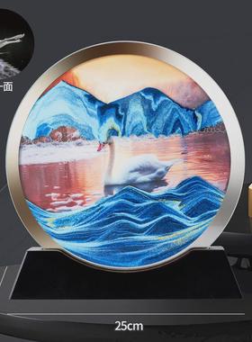 源头厂家网红爆款创意3D双面镜流沙画摆件背景工艺品镜边礼品