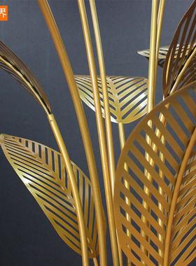 新款金属门口美陈橱窗装饰摆件商场活动工艺品迎宾树粉色芭蕉树叶