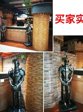 中世纪2米武士盔甲铠甲骑士模型装饰品欧式轻奢软装大型落地摆件