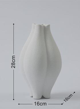 中古陶瓷花瓶创意复古花瓣工厂口插花器皿高档装饰设计摆件波浪