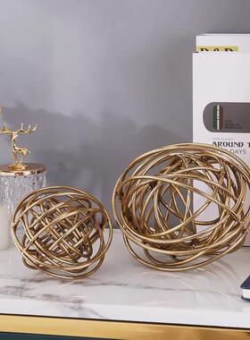 热销金属家居工艺品别墅样品铁线软装房球书房客厅现代简约装饰摆