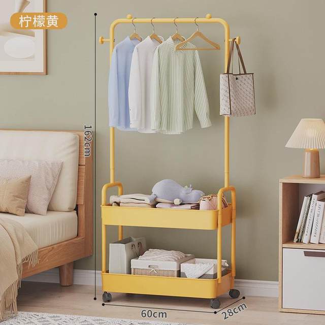 Simple clothes drying rack Student dormitory mobile floor-standing household clothes hanger clothes bedroom storage rack multi-functional clothes rack