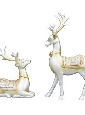 批发欧式蓝色摆设麋鹿摆件一对客厅酒柜玄关样板房家居装饰品招财