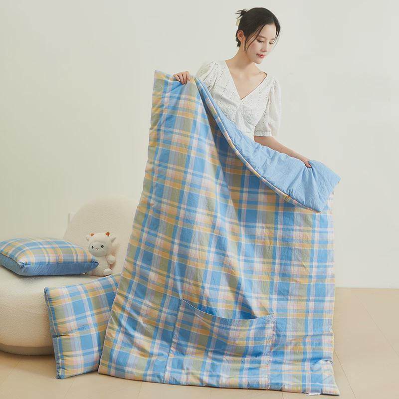 四季纯棉水洗棉两用抱枕被子加厚双面全棉办公室午休被汽车靠垫被,淘宝优惠券,粉丝福利购,淘宝优惠卷