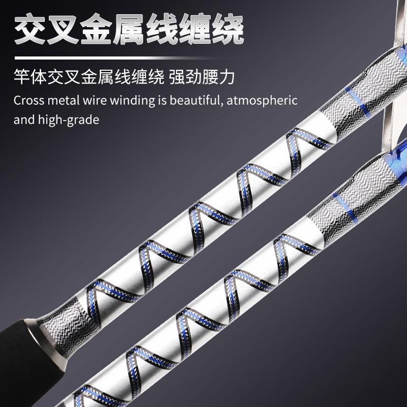 立莱滑轮锚杆1.9-2.1米2节碳素超硬钓深海电绞轮拖钓放流铁板船竿-图0