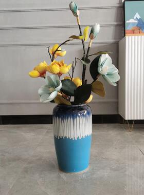 落地花瓶三件组合摆件颜色釉兰花瓶色客厅装饰地中海新中式