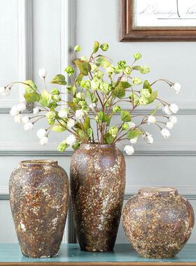 景德镇做旧复古粗陶陶罐干花陶花插桌面摆件土花器花瓶厂家直销