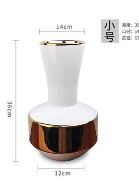 现代陶瓷花瓶创意轻奢白色镀金酒店储物罐客厅时尚摆件花瓶工艺品