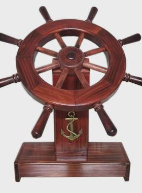 船舵客厅酒店装饰领航舵落地摆件店铺木质舵手乔迁开业礼品办公室