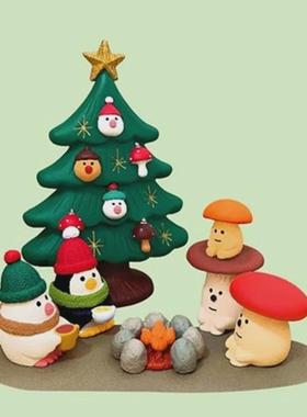 圣诞节礼物ZAKKA圣诞老人文鸟雪人日式猫蘑菇森林的圣诞舞会摆件