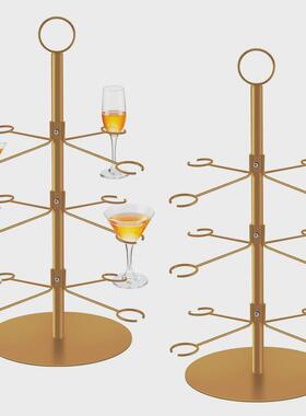 鸡尾酒树红酒杯架婚礼收纳架创意家居摆件铁艺装饰高脚杯挂架