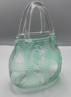 新款鱼缸包包玻璃花瓶透明ins风高颜值客厅桌面创意水培装饰摆件