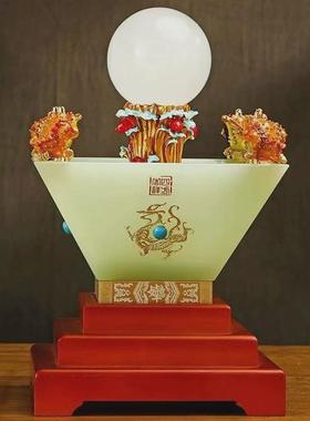 日进斗金聚宝盆琉璃水晶球摆件公司办公室家居客厅玄关店铺装饰品