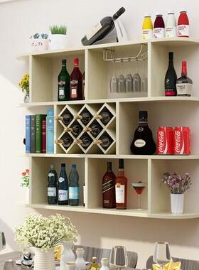 网红壁挂酒柜酒架现代简约柜式菱形酒格餐厅挂壁挂酒墙上置物架红