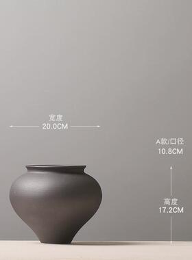 设计师陶瓷花瓶创意客厅插花装饰品黑色样板房博古架摆件简约北欧