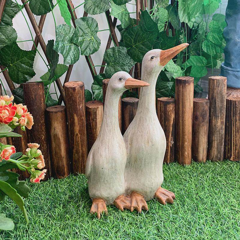 圣诞节礼物户外花园庭院卡通动物圣诞鸭造景装饰品树脂工艺品摆件