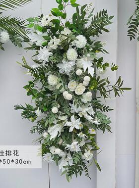 新款森系婚庆地排花假花插花婚礼仿真花排绿色花排T台路引花迎宾