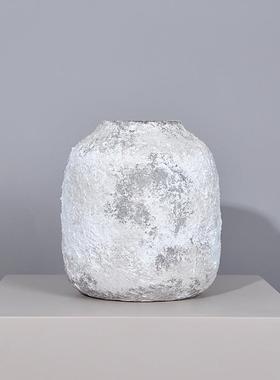 风复古新中式陶罐侘寂斑驳装饰品摆件玄关粗陶瓶插花水培陶瓷花瓶