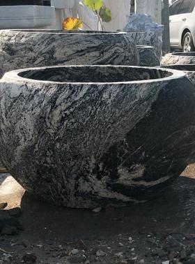 庭院园林鱼缸仿古泰山石厂家新款石雕雪浪石鱼缸花缸现货