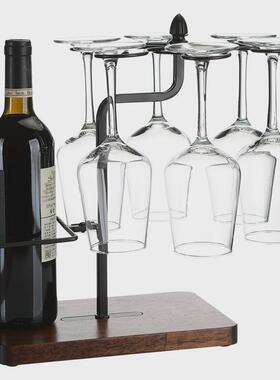 酒柜装饰品摆件红酒杯架倒挂悬挂家用创意欧式实木挂杯架高脚杯架