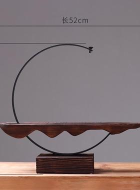 新中式禅意摆件创意根雕底座客厅玄关电视柜家居装饰木质工艺品